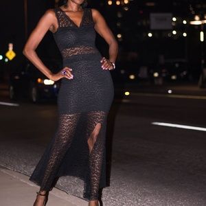 Black Lace Maxi Dress Size M